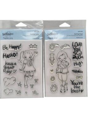 Spellbinders Mayline Jung Darling Hello and Hugs Photopolymer Stamp Set NEW